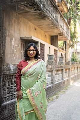 Pastel green color pure cottton hand block print saree Pastel green color pure cottton hand block print saree