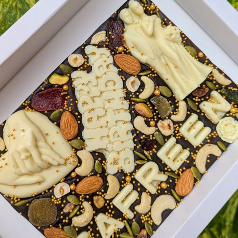 Happy Birthday Couple Slab with nuts - Dark - Name Customized