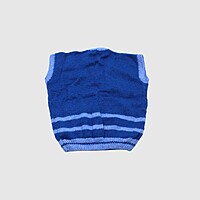 (4-5 Years) Baby Woolen Sweater, Handknitted, Blue with Light Blue Stripes