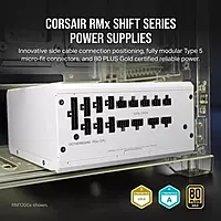 Corsair RM850x Shift 850W Gold ATX 3.1 Fully Modular PSU – 80 Plus Gold | White