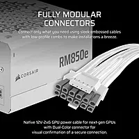 Corsair RM850e 850W Gold ATX 3.1 Fully Modular PSU – 80 Plus Gold | White