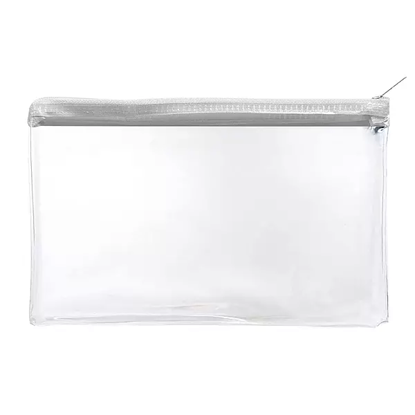 Janrax 8x5"" White Zip Clear Exam Pencil Case