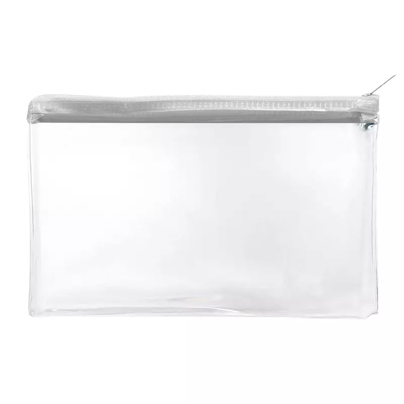 Janrax 8x5"" White Zip Clear Exam Pencil Case