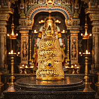 Gold Plated Half Crown Mukut for Hindu God and Goddess Idols