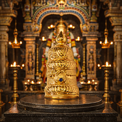Gold Plated Half Crown Mukut for Hindu God and Goddess Idols