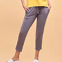 Enamor Essentials Womens E014-Mid Rise Slim Fit Basic Straight Leg Lounge Pants