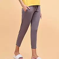 Enamor Essentials Womens E014-Mid Rise Slim Fit Basic Straight Leg Lounge Pants