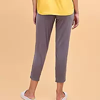 Enamor Essentials Womens E014-Mid Rise Slim Fit Basic Straight Leg Lounge Pants