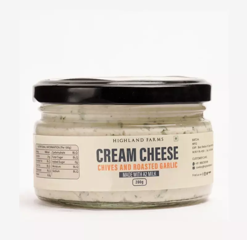 A2 Cream Cheese 200 gms (Chives & Roast Garlic) - Highland Farms