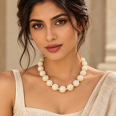 Elowen Ivory Round Beaded Statement Necklace