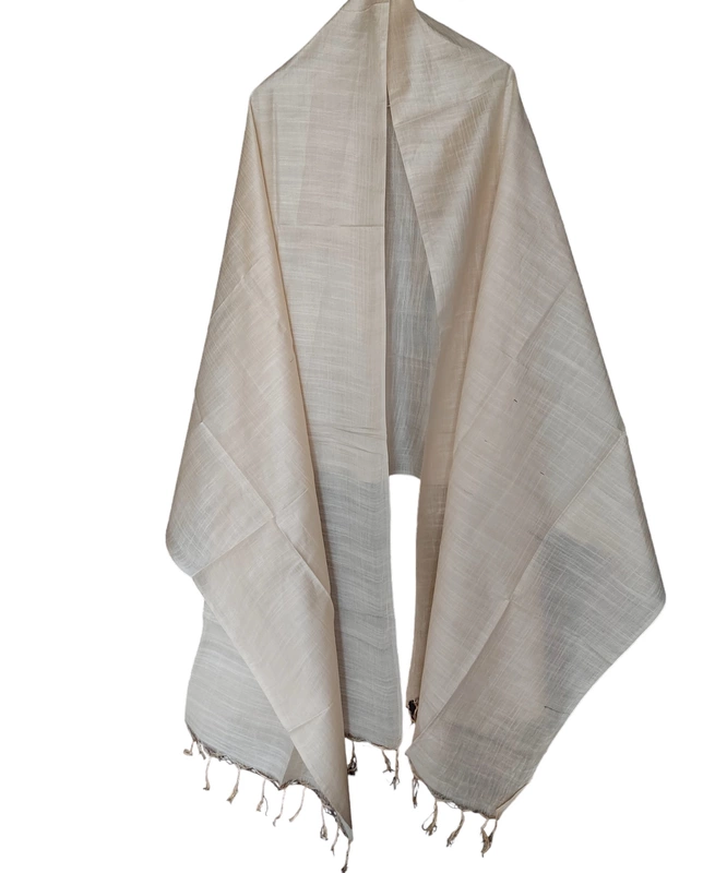 Cream Cotton Silk Solid Dupatta