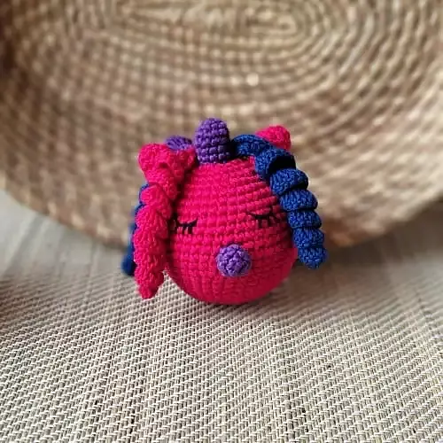 Handmade Crochet Unicorn Baby Rattle Ball