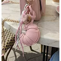 Croissant Bag Charm Keychain - Pink