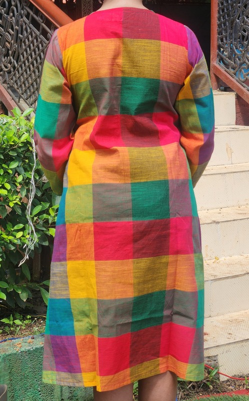 Rajeshwari's Ruffled Sides dress - Madras Checks Green Hues