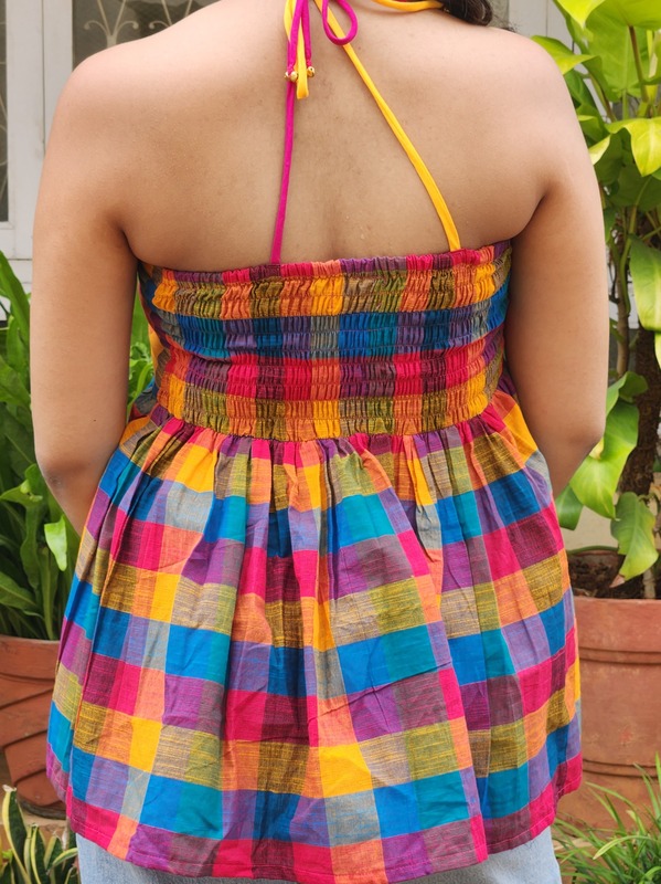 Vasanthi's Classic Tube Top in Madras Checks - Yellow Hues