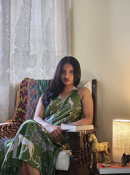 Cyra's Racer Back Dress - Sap Green with jungle