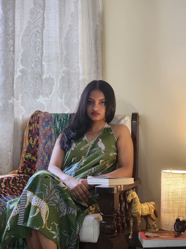 Cyra's Racer Back Dress - Sap Green with jungle