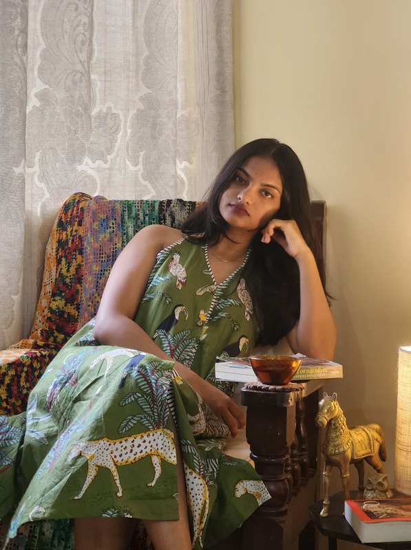 Cyra's Racer Back Dress - Sap Green with jungle