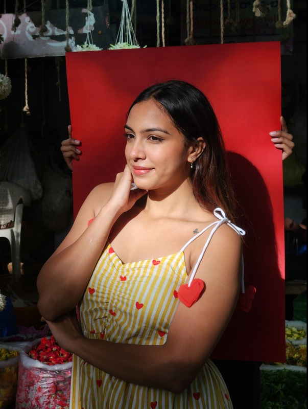 Fiza's Gentle Scrunch Tube Dress - Yellow & White Stripes with Hearts