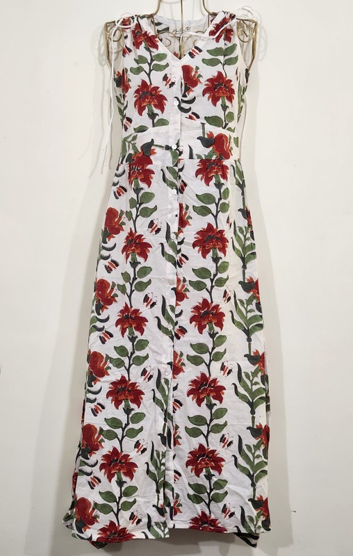 Leher's Sleeve-Less Fit & Flare Dress - Brown & Pink Stripes