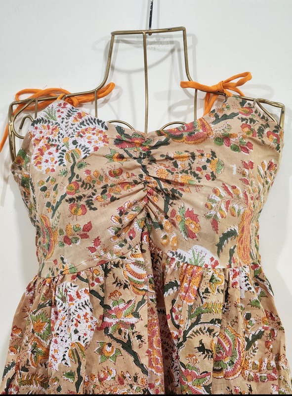 Fitoor's Gentle Scrunch Tube Top - Beige & Flowers