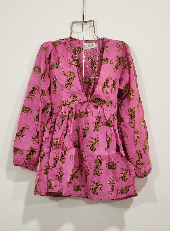 Leela's Fit & Flare Tie Top - Pink Tiger