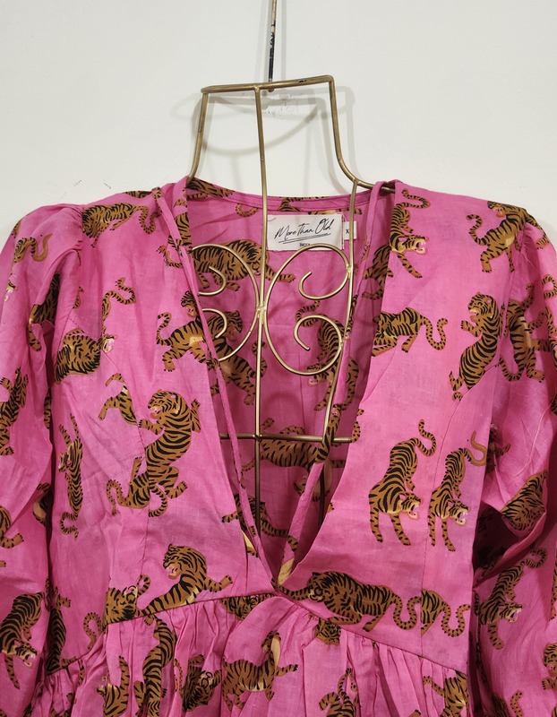 Leela's Fit & Flare Tie Top - Pink Tiger