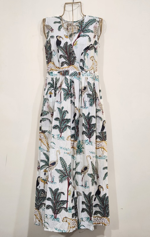 Diya's Sleeve-Less Wrap Dress - White Jungle