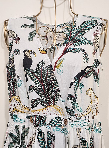 Diya's Sleeve-Less Wrap Dress - White Jungle