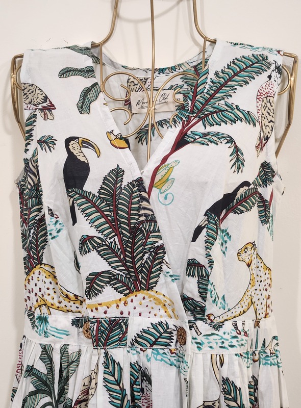 Diya's Sleeve-Less Wrap Dress - White Jungle