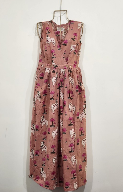 Diya's Sleeve-Less Wrap Dress - Pink & Pichwai
