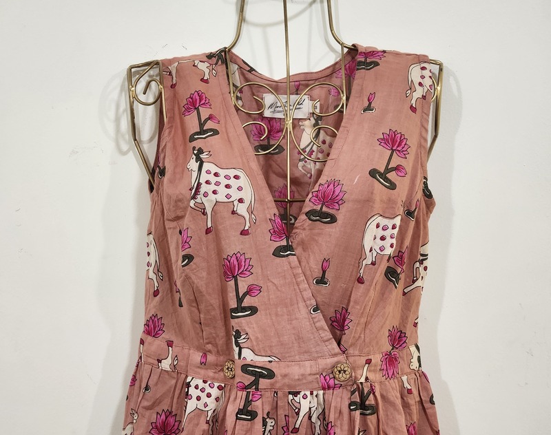 Diya's Sleeve-Less Wrap Dress - Pink & Pichwai