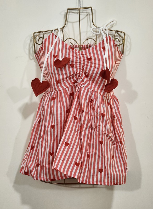 Fitoor's Gentle Scrunch Tube Top - White & Red Stripes + Hearts