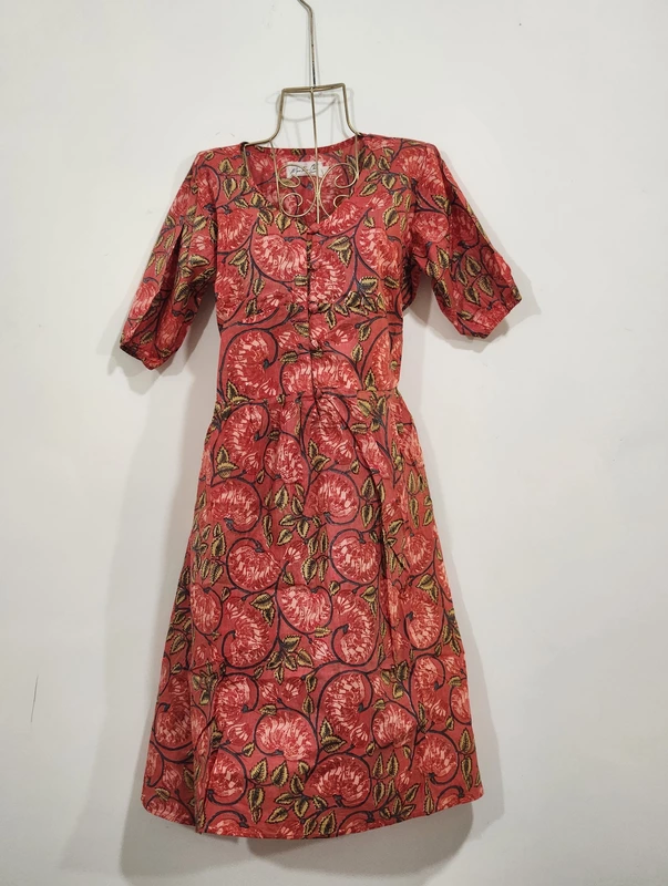 Kamini's Easy Fit & Flare Short Dress - Red with Lotus