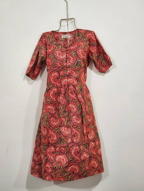 Kamini's Easy Fit & Flare Short Dress - Red with Lotus