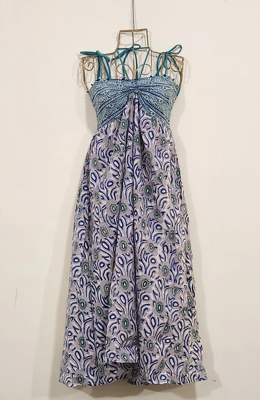 Inaaya's Four-Tie Tube Dress - Teal & White