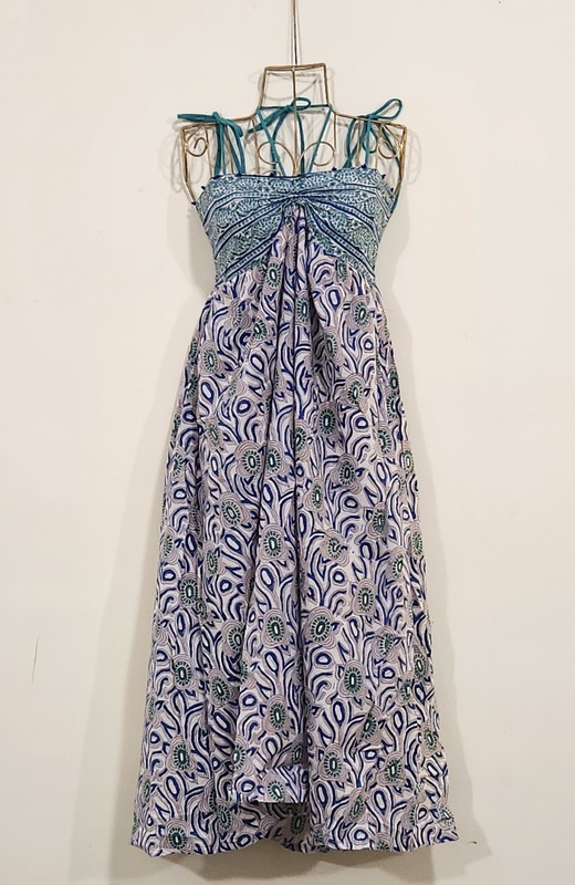 Inaaya's Four-Tie Tube Dress - Teal  & White