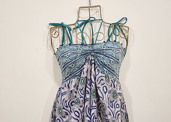 Inaaya's Four-Tie Tube Dress - Teal  & White