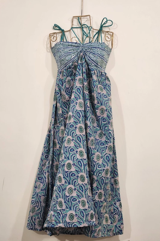 Inaaya's Four-Tie Tube Dress - Teal & Stripes