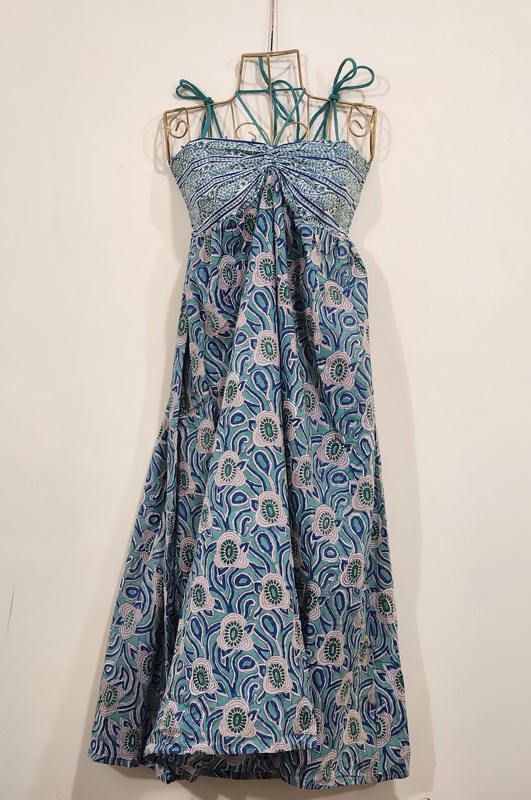 Inaaya's Four-Tie Tube Dress - Teal & Stripes