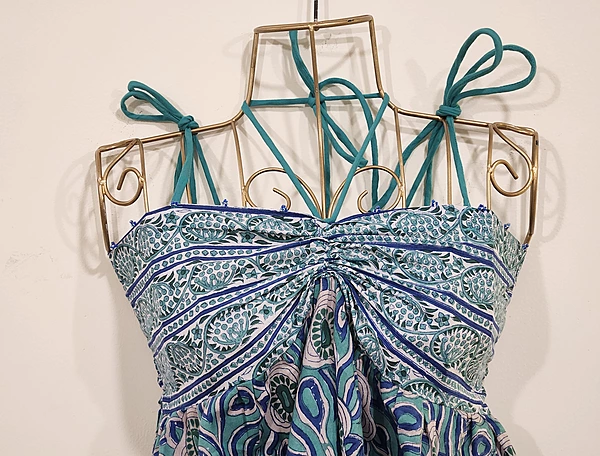 Inaaya's Four-Tie Tube Dress - Teal & Stripes