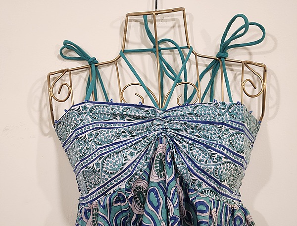 Inaaya's Four-Tie Tube Dress - Teal & Stripes