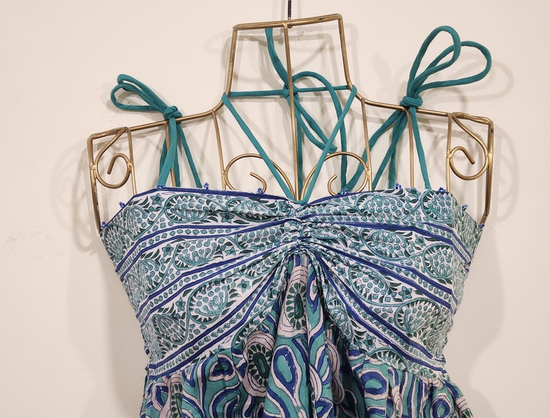 Inaaya's Four-Tie Tube Dress - Teal & Stripes