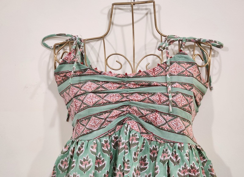 Fitoor's Gentle Scrunch Tube Top - Green & Peach