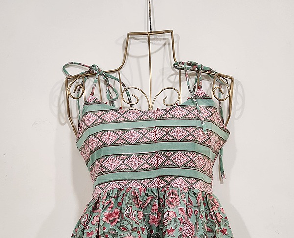 Basanti's Classic Tube Top - Green & Peach