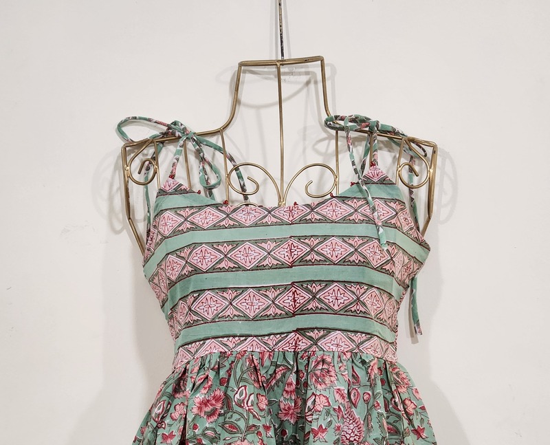 Basanti's Classic Tube Top - Green & Peach