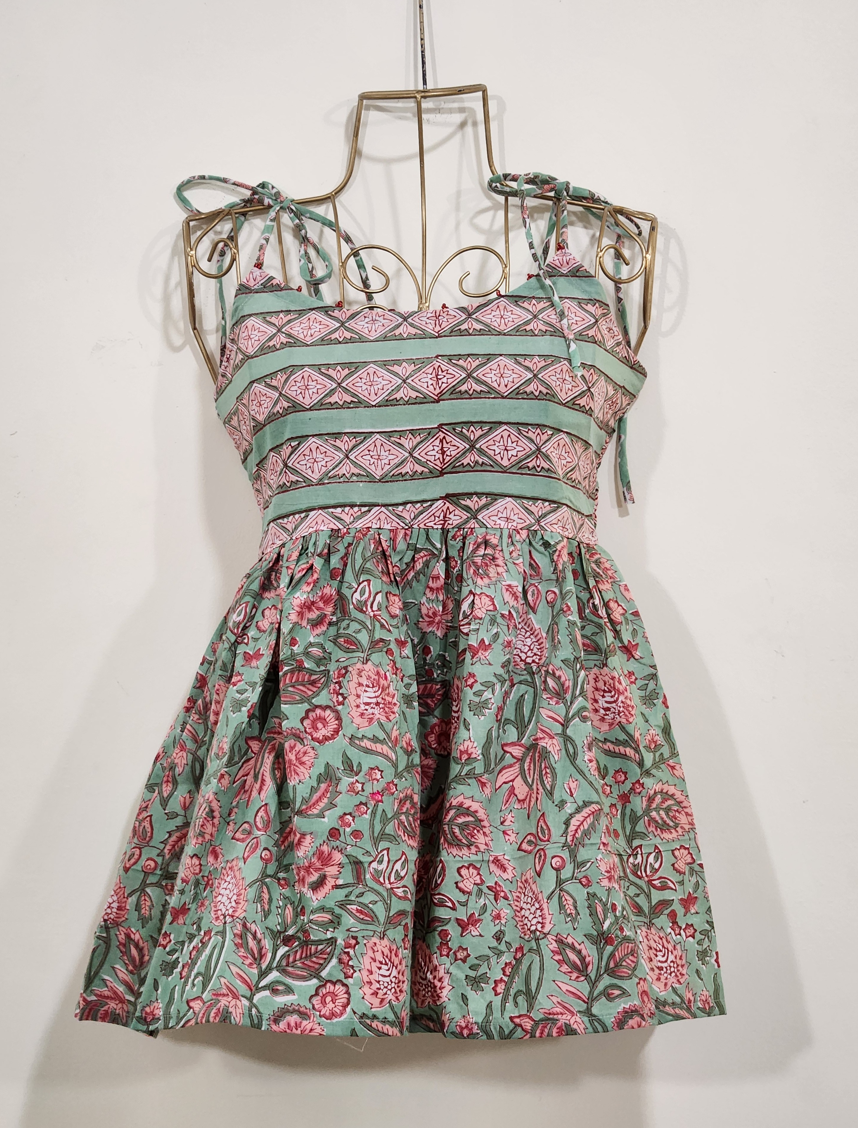 Basanti's Classic Tube Top - Green & Peach