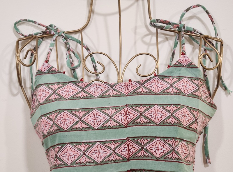 Basanti's Classic Tube Top - Green & Peach