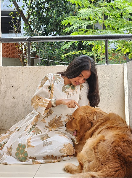 Sitara's Scallop Neck Flare Dress- White with Garden Print