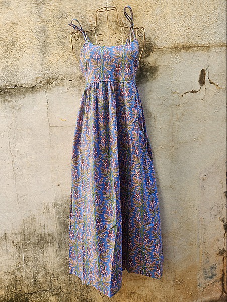 Zara's Classic Tube Dress Light Blue and flowers